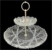 Gold Trim Two Tier Serving Tray
