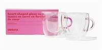 DAVIDSTEA heart-shaped glass cups 8 oz Set of 2