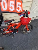 kids small bike and spiderman helmet