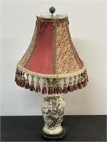 Porcelain table lamp Asian design cloth