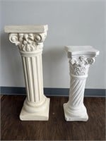 2 plaster plant stands . 1 made in Mexico. Both
