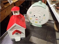 Clock Cookie Jar & Church Cookie Jar