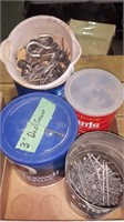 FLAT OF NAILS, SCREWS, ASSORTED HARDWARE