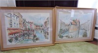 (2) Framed foreign watercolors