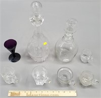 Antique Blown Glass Collection Decanters etc