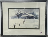 BARN IN SNOW BY LARRY BURTON - PRINT - #582/700
