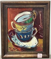 ABSTRACT - COFFEE CUPS - OIL ON CANVAS