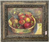 APPLES IN A BOWL - OIL ON CANVAS - NO ARTIST