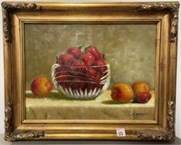 STILL LIFE - FRUIT BY S. MARONI - OIL ON CANVAS