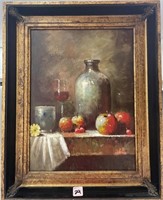 STILL LIFE - FRUIT AND JUG - OIL ON CANVAS - NO
