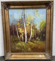 BIRCH TREES - OIL ON CANVAS - ARTIST SIGNED -