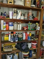 CONTENTS OF WOOD SHELVING UNIT- CLEANERS