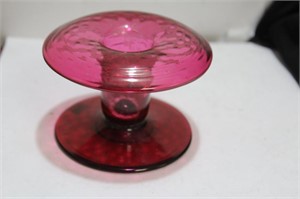 A Cranberry Red Glass Candle Holder