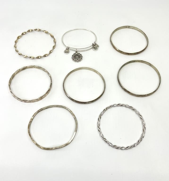 (8) Silver-Plated Costume Jewelry Bracelets