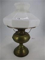 Early Brass Oil Lamp With Shade