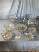Nine Pieces of Clear Glass Serving Dishes
