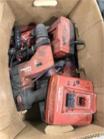 Assorted battery powered tools w/ chargers,