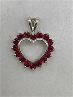 STERLING SILVER & GEMSTONE HEART PENDANT