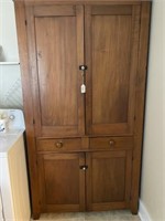 Antique One Piece Flatwall Cupboard with 2 Drawers