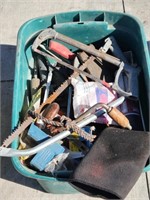 Large tub of hand tools, misc.