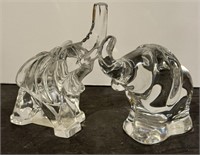 Two Glass Elephant Figurines