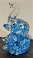 Hand blown Art glass Millefori Blue Elephant