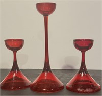 1970 Murano Red Candle Holders