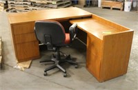 L-Shaped Desk w/Chair, Approx 60"x 72"x 29"