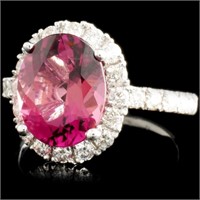 3.36ct Tourmaline & 1.10ctw Diam Ring, 14K Gold