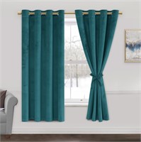 R2517  JIUZHEN Velvet Curtains 52 x 63 Teal