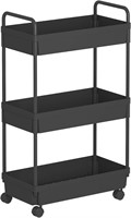 Rolling Storage Cart 3 Tier Organizer  Black