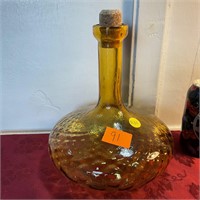 Vintage, large, yellow wine decanter