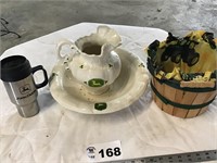 JOHN DEERE PITCHER AND BOWL, BASKET, THERMAL CUP
