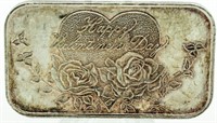 Valentines Day .999 Pure Silver One Ounce Bar
