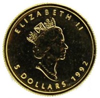 1992 BU Canada $5 Gold Maple Leaf
