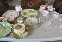 Serving dish, candy dish, tea set, cream & sugar