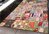 Vintage Cigar Box Flags Felt /  Flannel Quilt