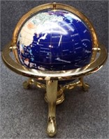 Lapis Gemstone World Globe with Compass