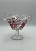 Indiana Glass Garland Ruffled Edge Compote Candy