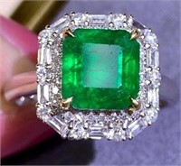 2.47ct Natural Emerald Ring in 18k Yellow Gold