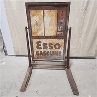 Vintage 2 sided Esso gasoline sign w/ stand