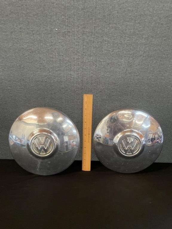 2 Vintage VW Volkswagon Chrome Hubaps