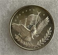 1 Troy oz. .999 Fine Silver Eagle/Flag Round