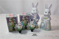 2- Easter Lamp Finials and 2- Figurines