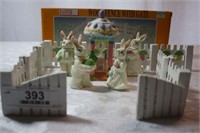 Easter Wood Fence w/ Gate, Gazebo & Figurines