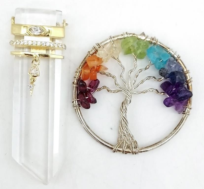 (KC) Sterling Silver Pendant and Tree Pendant