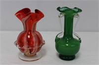 2 Murano Style Glass Vases