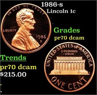 Proof 1986-s Lincoln Cent 1c Graded pr70 dcam By S