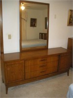 Mid Century Modern Dresser w/Mirror  72x19x30/79