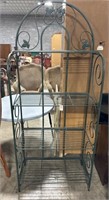 Wrought Iron Floral Bakers Rack.